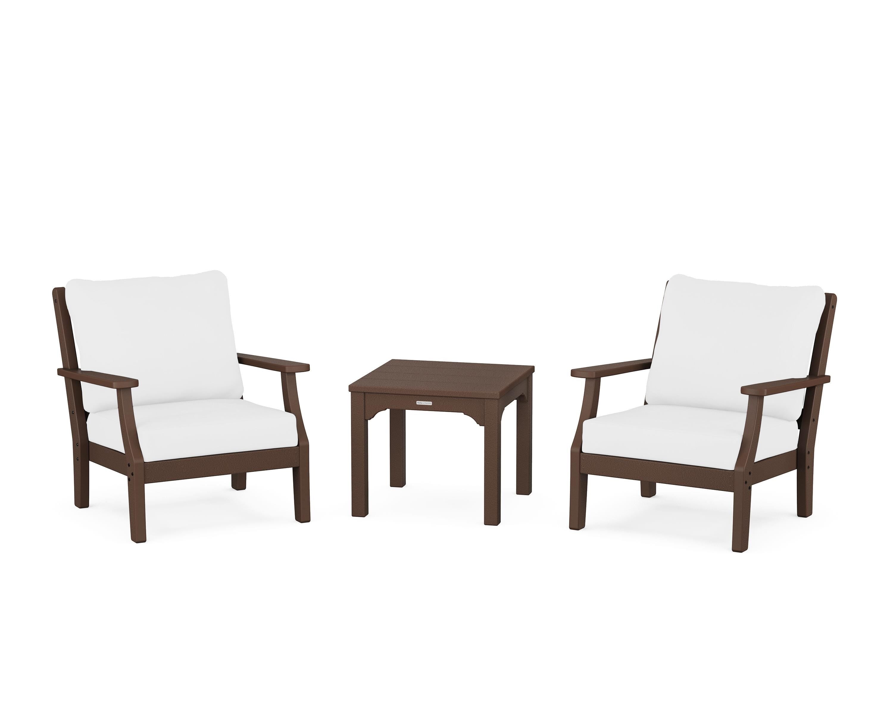 Martha Stewart by POLYWOOD® Chinoiserie 3-Piece Deep Seating Set in Mahogany / Natural