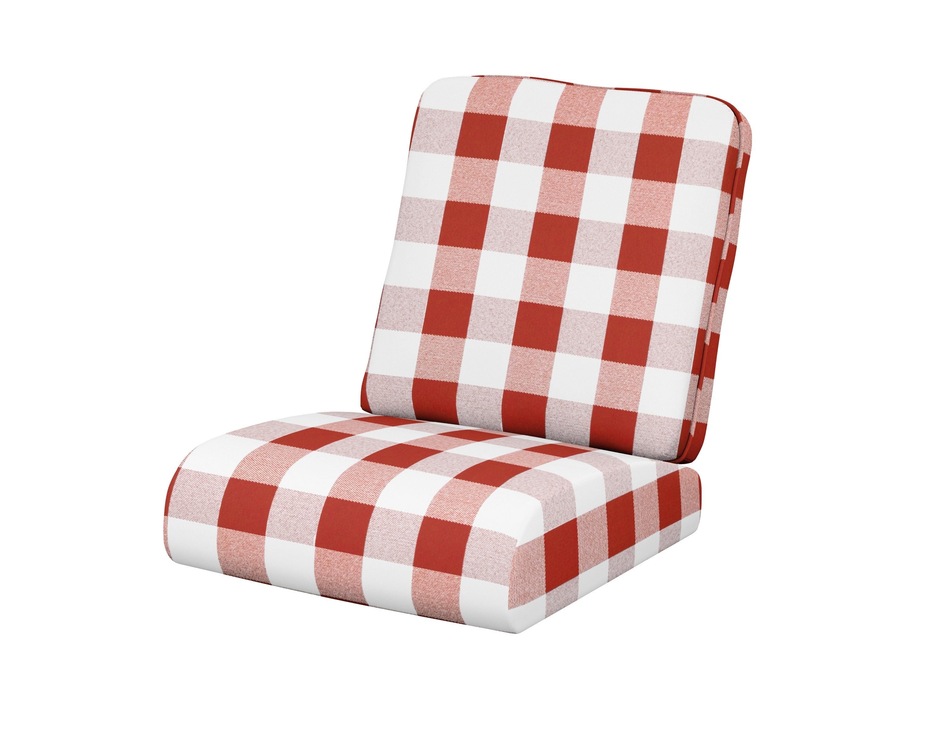 POLYWOOD® Club Seat/Back Cushion in Buffalo Plaid Crimson
