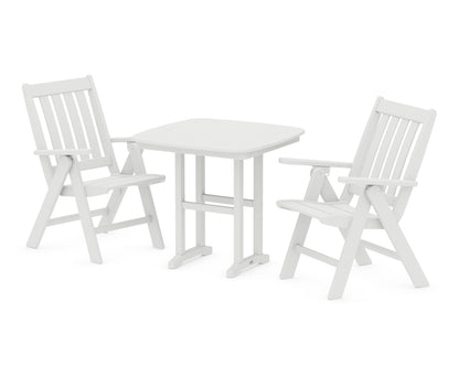 POLYWOOD® Vineyard Folding Chair 3-Piece Dining Set in White