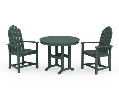 POLYWOOD® Classic Adirondack 3-Piece Round Dining Set in Green