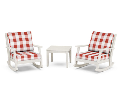 Country Living Wovendale 3-Piece Deep Seating Rocker Set in Sand / Buffalo Plaid Crimson