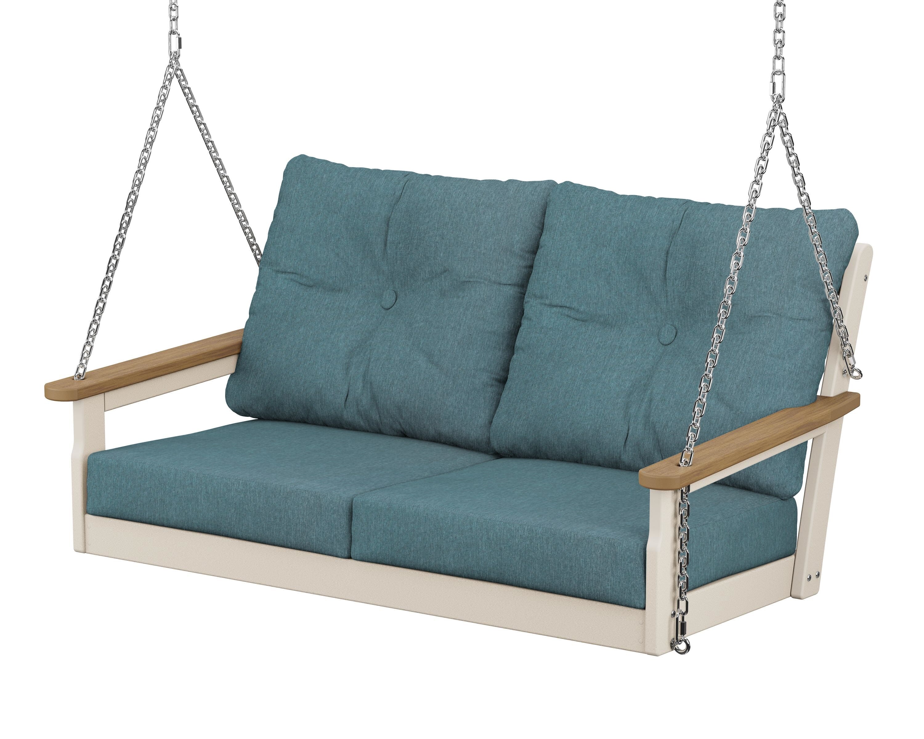 POLYWOOD® Vineyard Deep Seating Swing in Sand / Natural / Ocean Teal