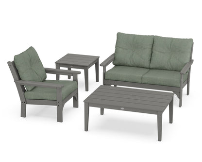 POLYWOOD® Vineyard 4-Piece Deep Seating Set in Slate Grey / Cast Sage