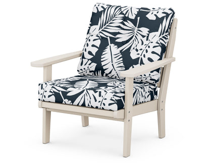 POLYWOOD® Lakeside Deep Seating Chair in Sand / Leaf Marine Indigo