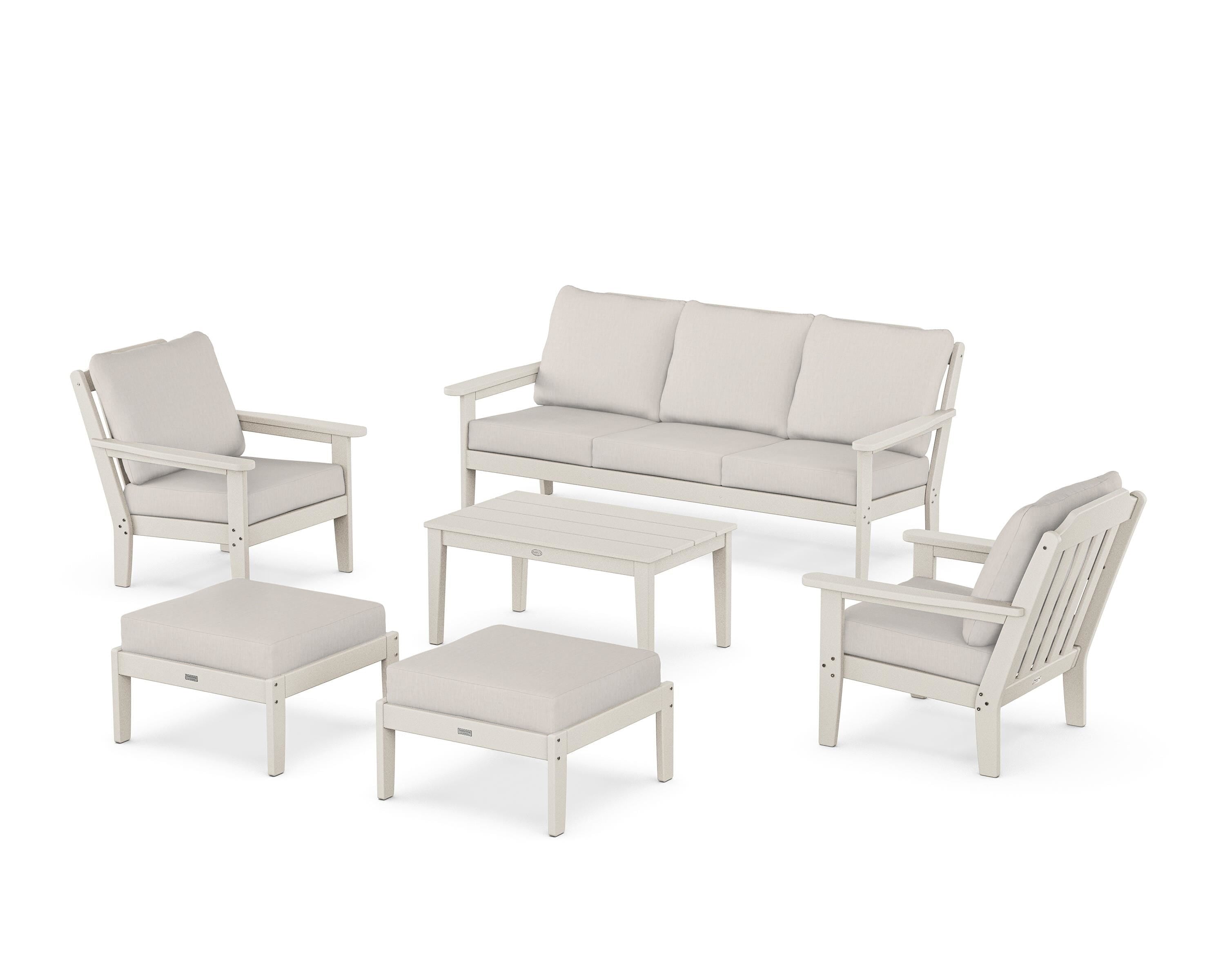 Country Living Cottage 6-Piece Lounge Sofa Set in Sand / Cast Ash