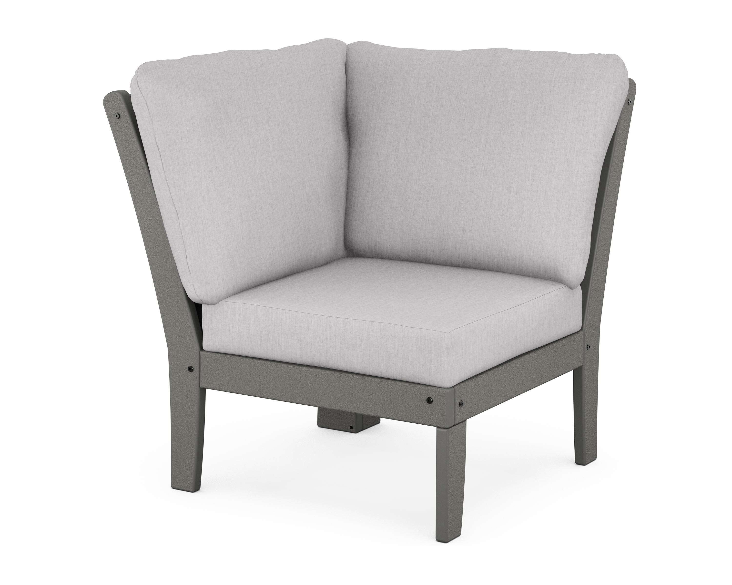 POLYWOOD® Braxton Modular Corner Chair in Slate Grey / Granite