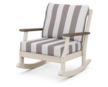 POLYWOOD® Braxton Deep Seating Rocking Chair in Sand / Kona / Cabana Stripe Grey Mist