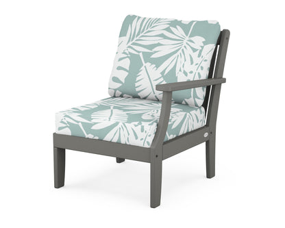 POLYWOOD® Braxton Modular Right Arm Chair in Slate Grey / Leaf Glacier Spa