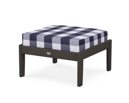POLYWOOD® Braxton Deep Seating Ottoman in Vintage Coffee / Buffalo Plaid Navy