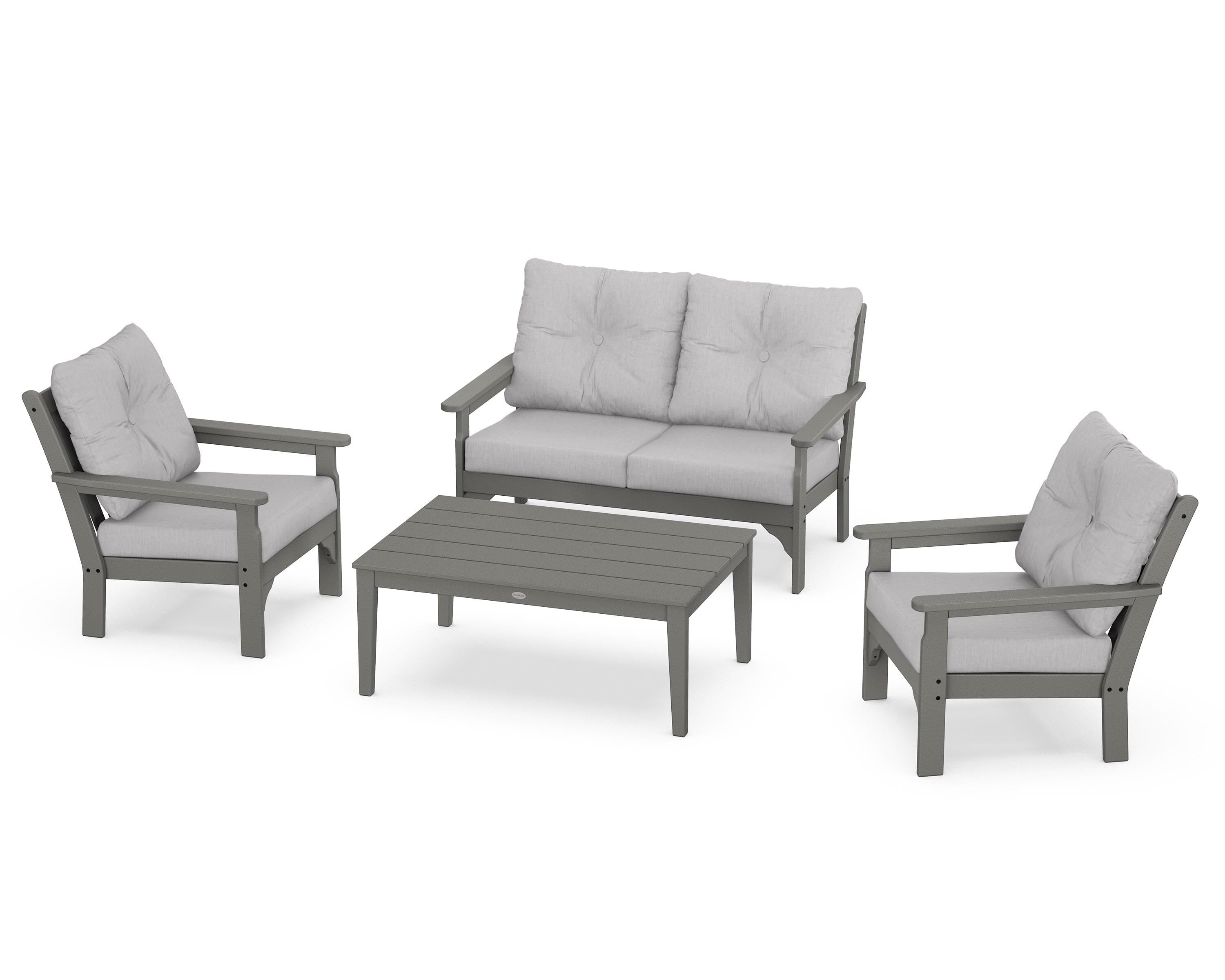 POLYWOOD® Vineyard 4-Piece Deep Seating Set in Slate Grey / Granite