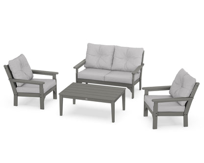 POLYWOOD® Vineyard 4-Piece Deep Seating Set in Slate Grey / Granite