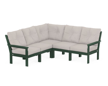 POLYWOOD® Vineyard 5-Piece Sectional in Green / Dune Burlap