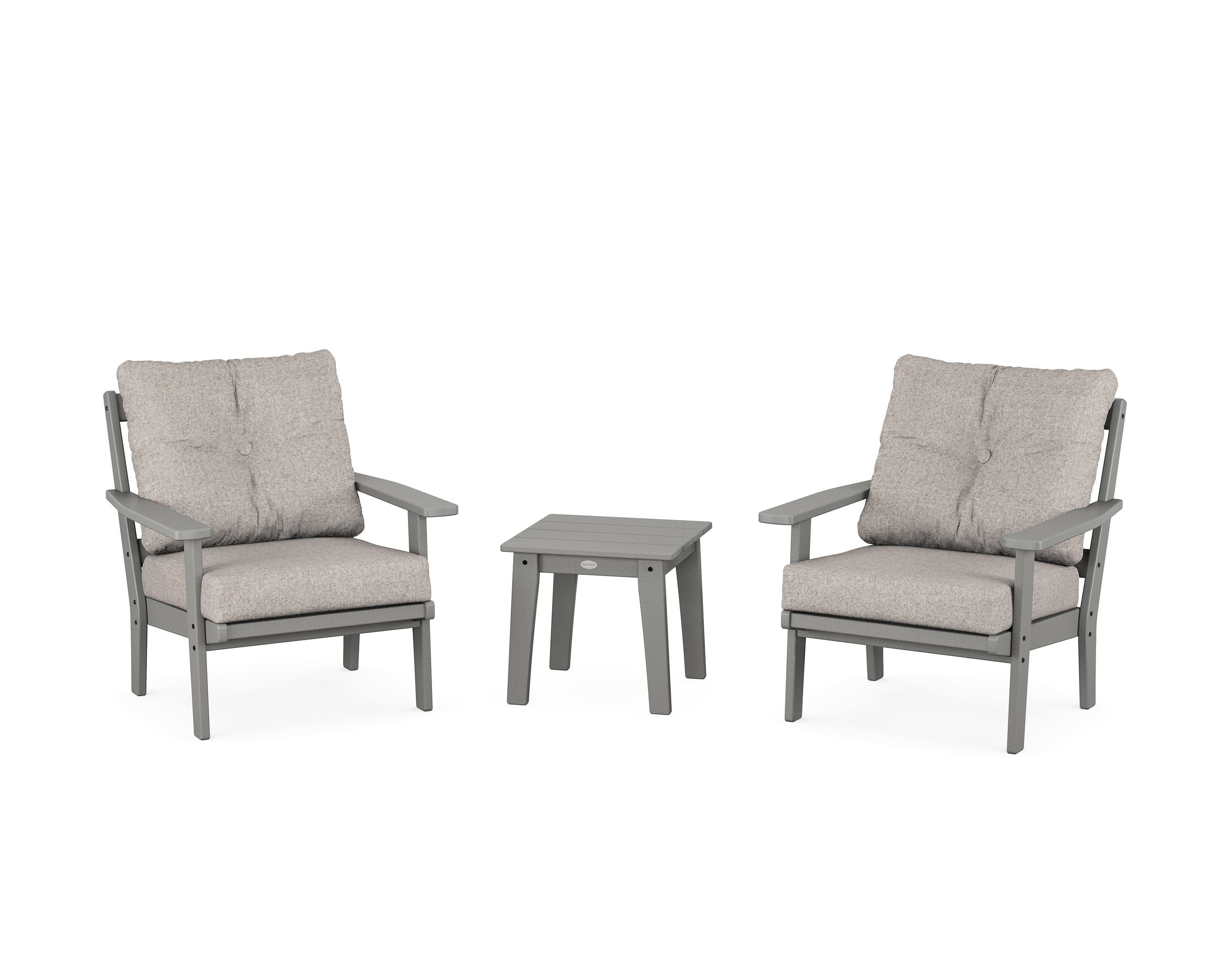 POLYWOOD® Prairie 3-Piece Deep Seating Set in Slate Grey / Weathered Tweed