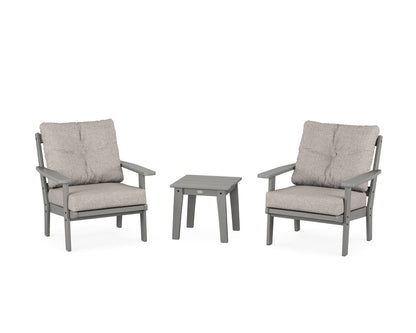 POLYWOOD® Prairie 3-Piece Deep Seating Set in Slate Grey / Weathered Tweed