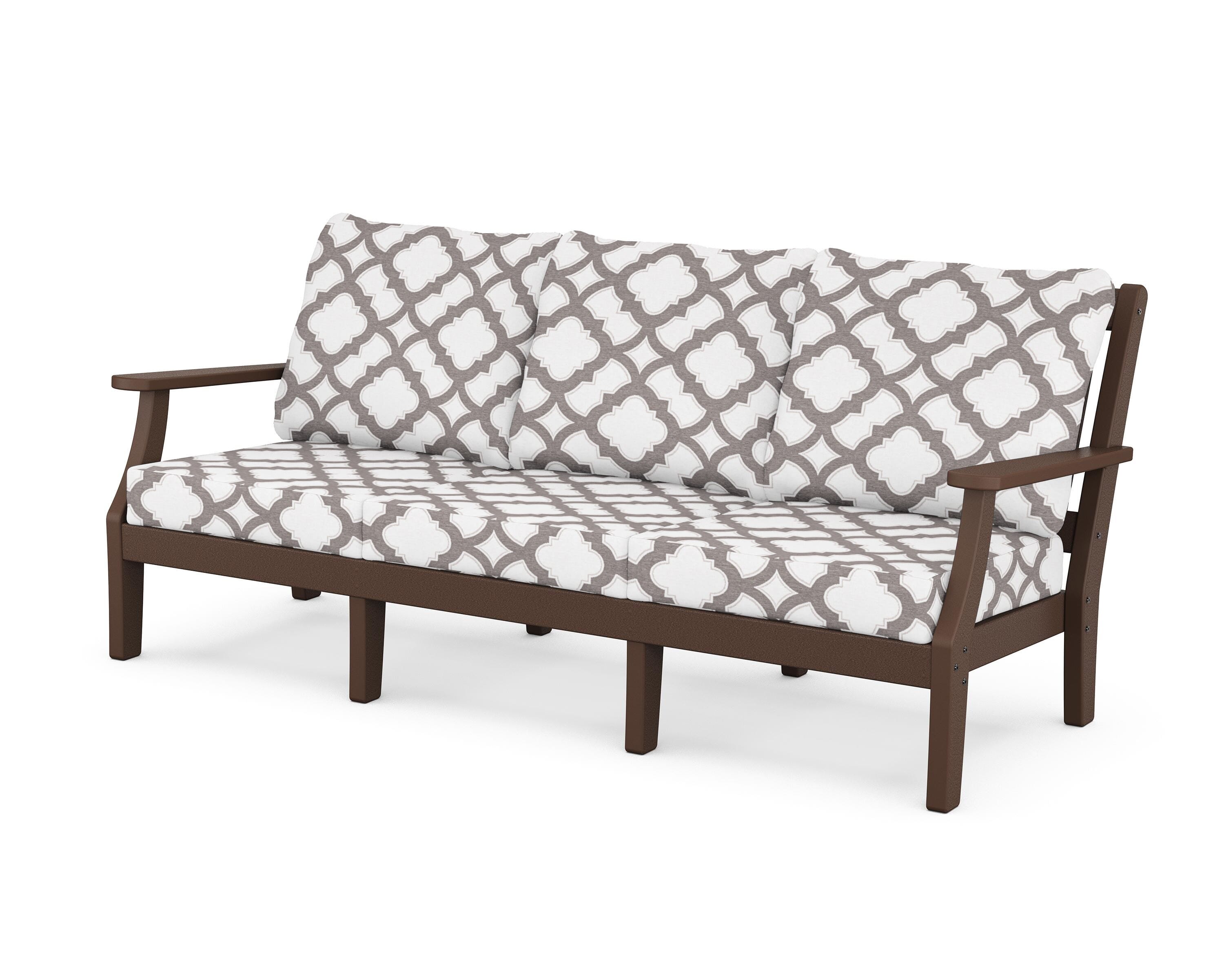 Martha Stewart by POLYWOOD® Chinoiserie Deep Seating Sofa in Mahogany / Trellis Grey Mist