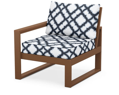 POLYWOOD® EDGE Modular Left Arm Chair in Teak / Trellis Marine Indigo