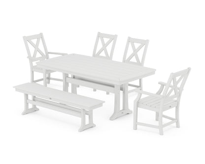 POLYWOOD® Braxton 6-Piece Dining Set with Trestle Legs in White