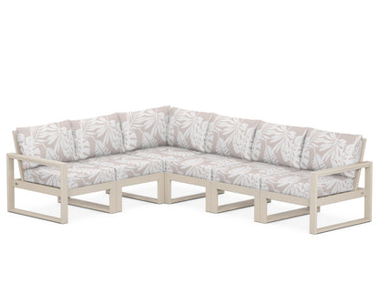 POLYWOOD® EDGE 6-Piece Modular Deep Seating Set in Sand / Leaf Dune Burlap