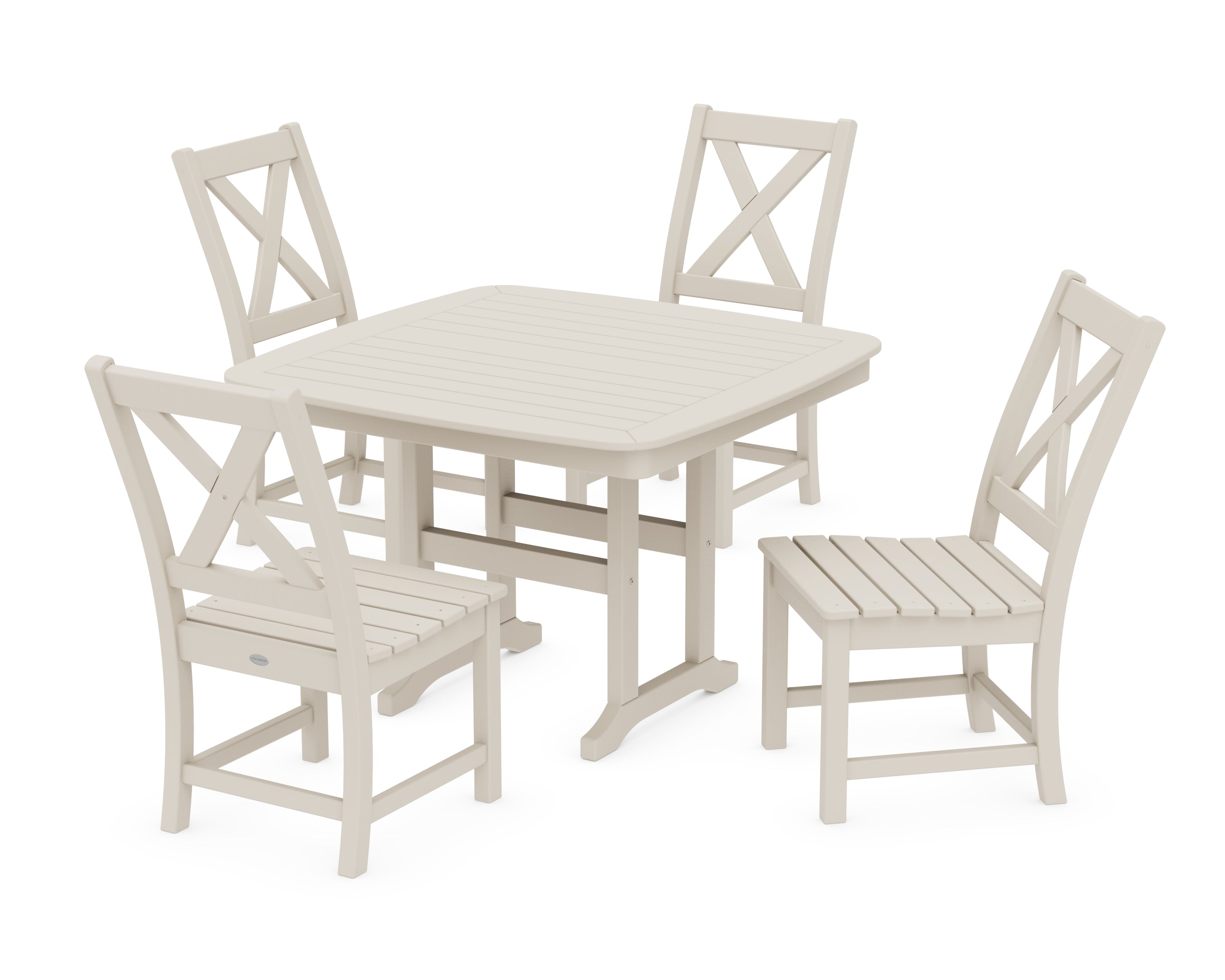 POLYWOOD® Braxton Side Chair 5-Piece Dining Set with Trestle Legs in Sand