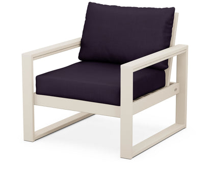 POLYWOOD® EDGE Club Chair in Sand / Navy Linen