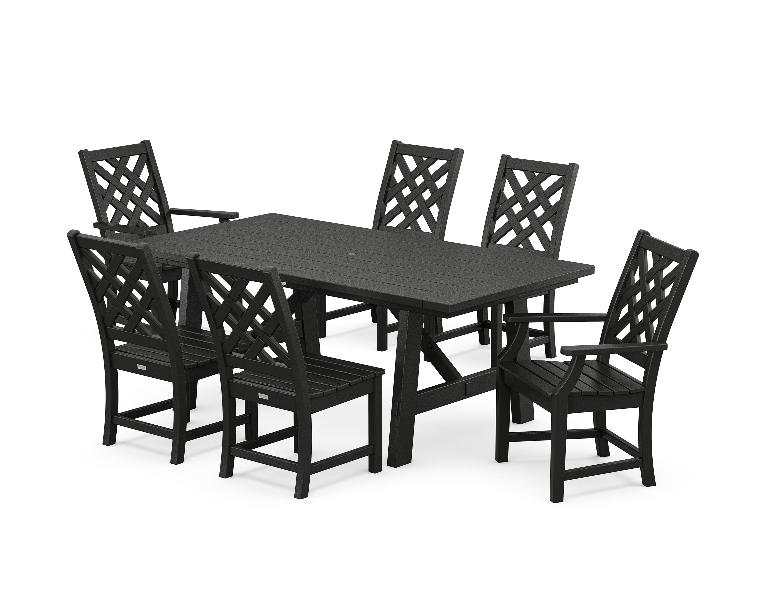 POLYWOOD® Wovendale 7-Piece Rustic Farmhouse Dining Set in Black