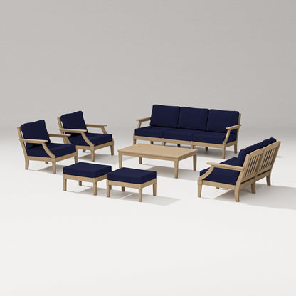 PW Designer Series Estate 7-Piece Lounge Sofa Set in Vintage Sahara / Navy