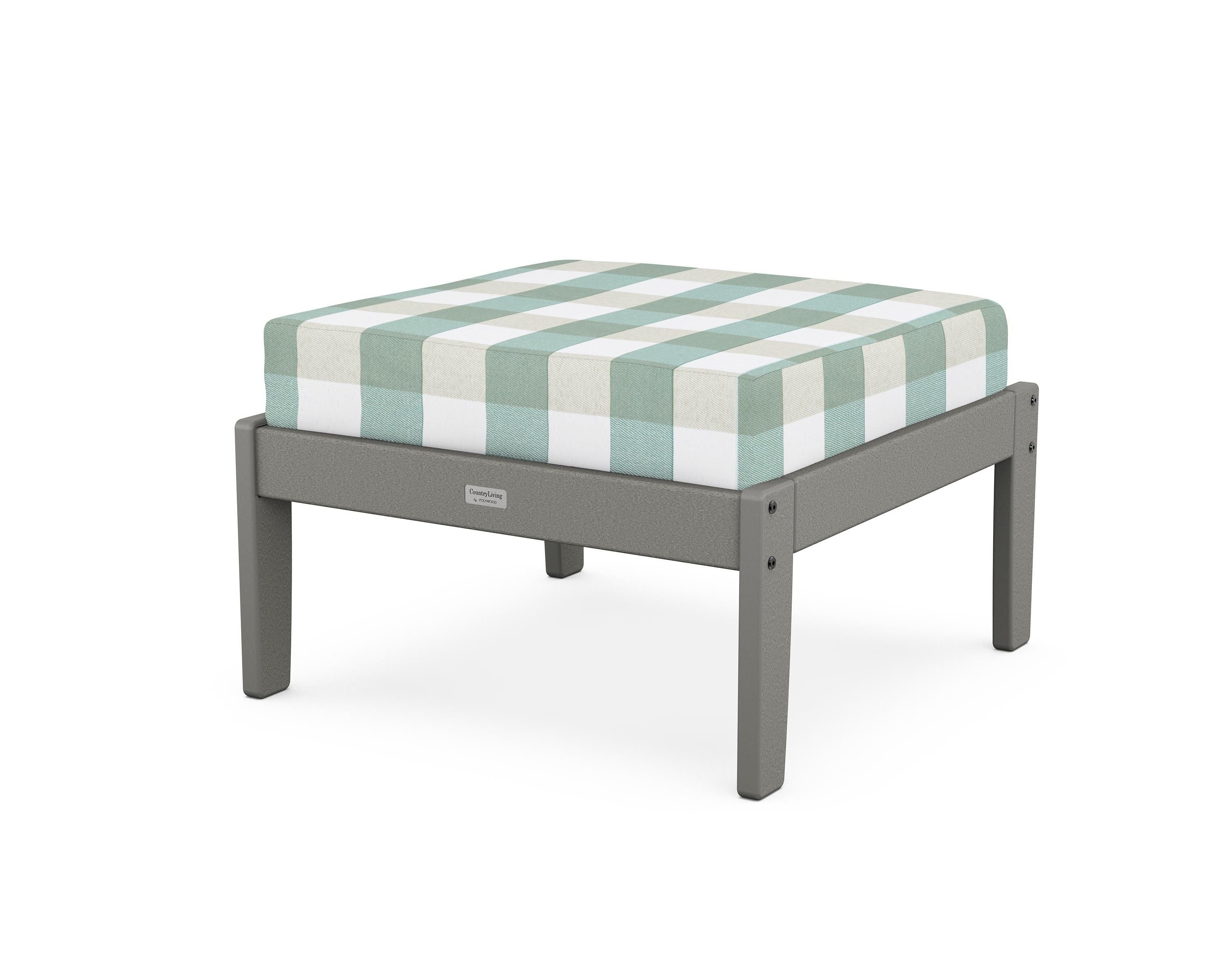 Country Living Cottage Deep Seating Ottoman in Slate Grey / Buffalo Plaid Glacier Spa