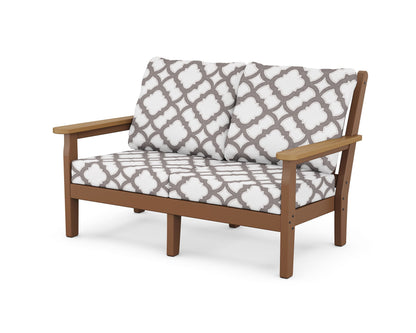POLYWOOD® Chippendale Deep Seating Loveseat in Teak / Natural / Trellis Grey Mist