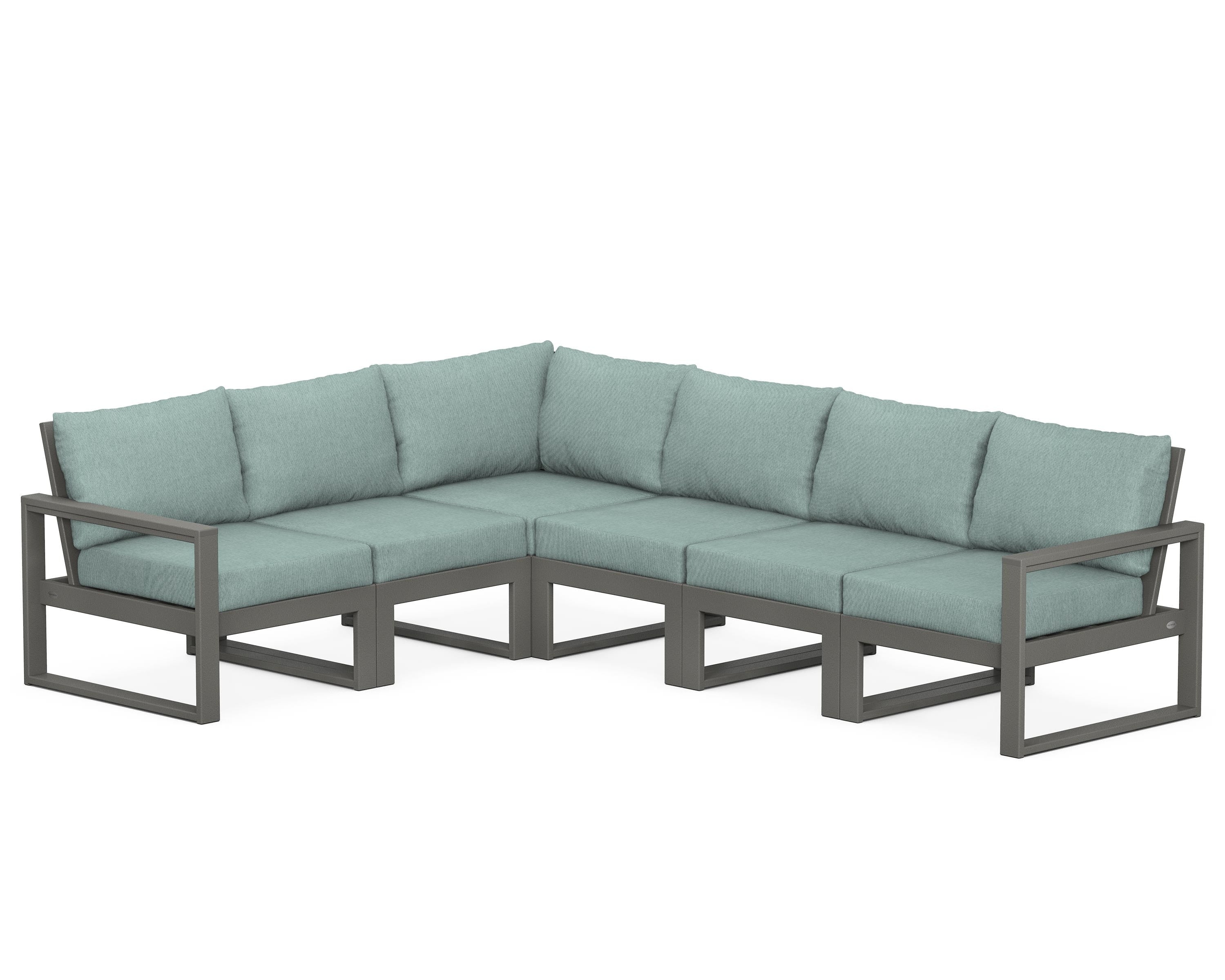 POLYWOOD® EDGE 6-Piece Modular Deep Seating Set in Slate Grey / Glacier Spa