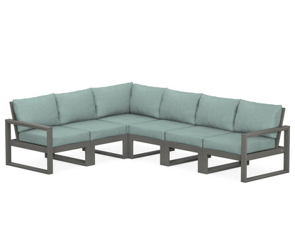 POLYWOOD® EDGE 6-Piece Modular Deep Seating Set in Slate Grey / Glacier Spa