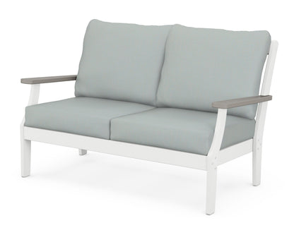 POLYWOOD® Braxton Deep Seating Loveseat in White / Driftwood / Spa