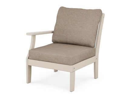 POLYWOOD® Braxton Modular Left Arm Chair in Sand / Spiced Burlap