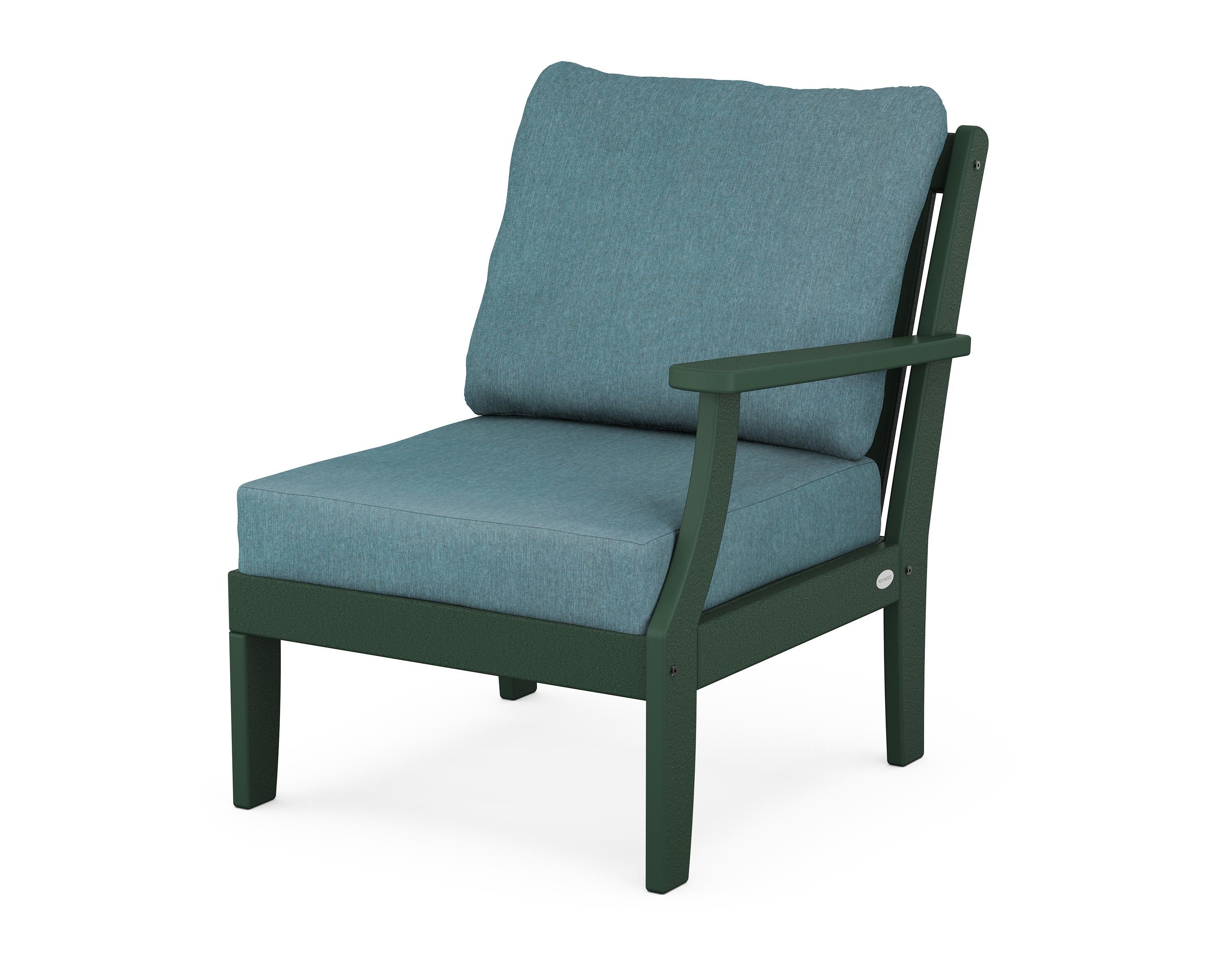 POLYWOOD® Braxton Modular Right Arm Chair in Green / Ocean Teal