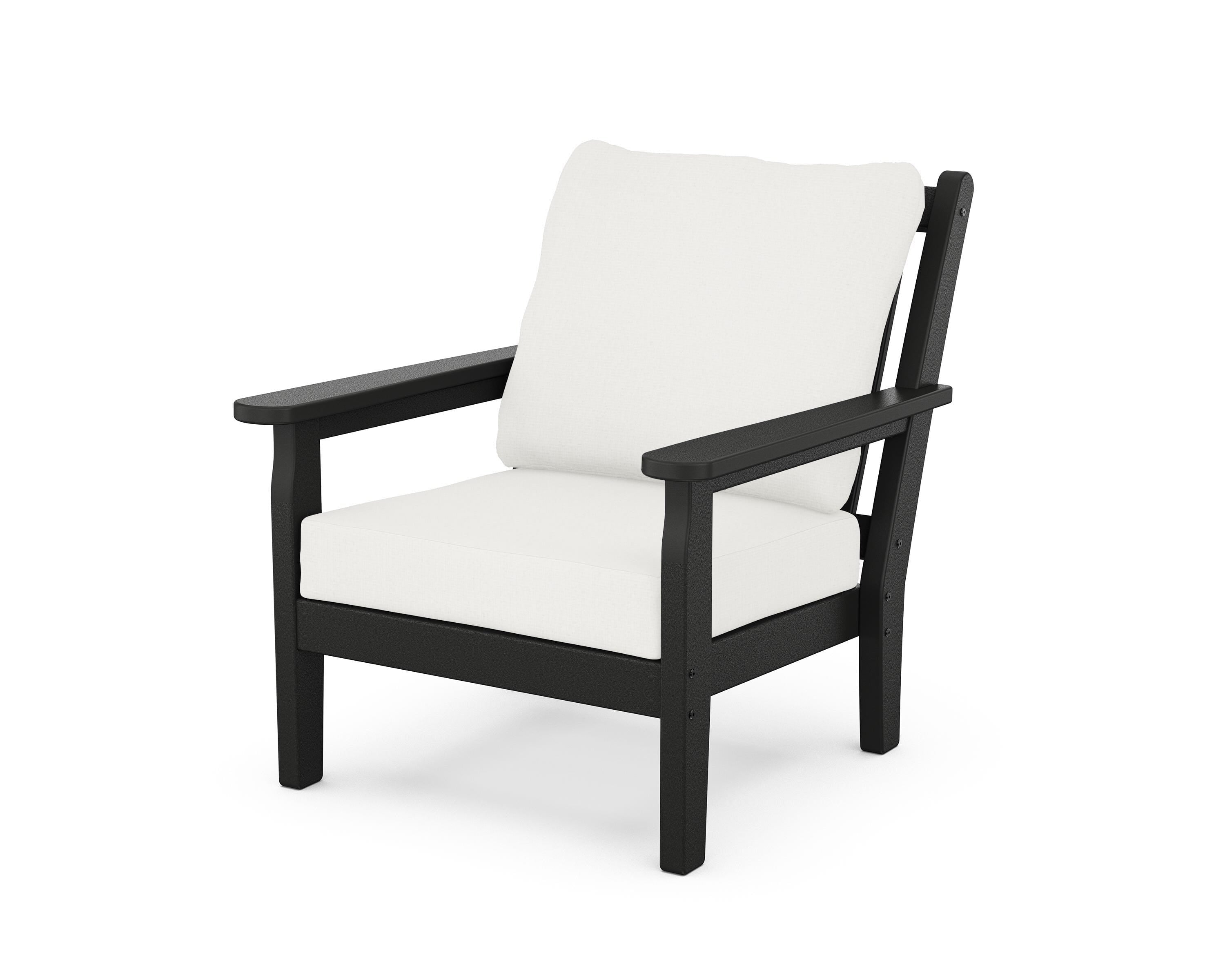 POLYWOOD® Chippendale Deep Seating Chair in Black / Natural Linen