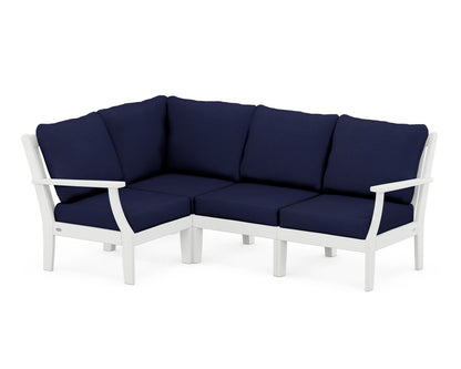POLYWOOD® Braxton Modular 4-Piece Deep Seating Set in White / Navy