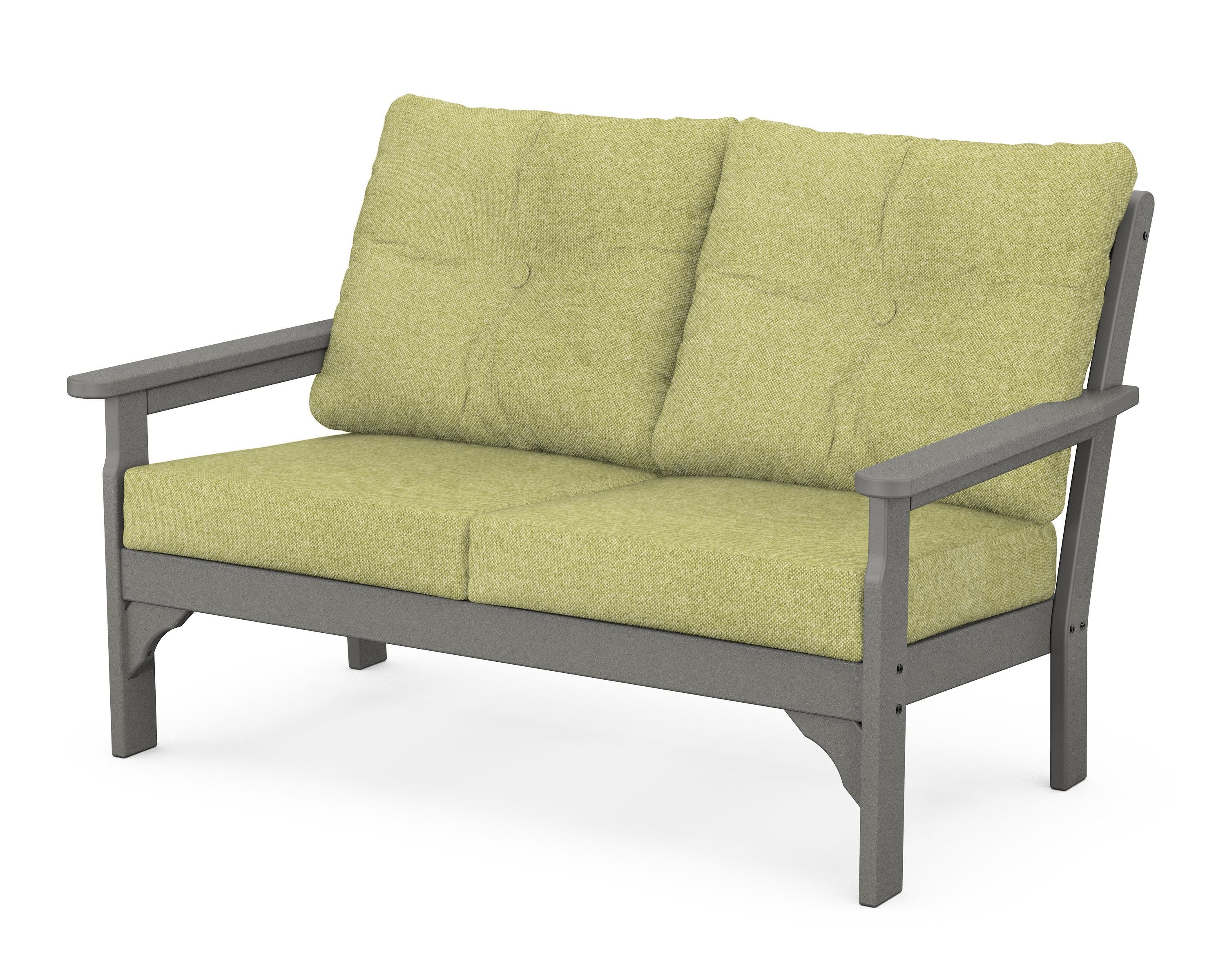 POLYWOOD® Vineyard Deep Seating Loveseat in Slate Grey / Chartreuse Boucle