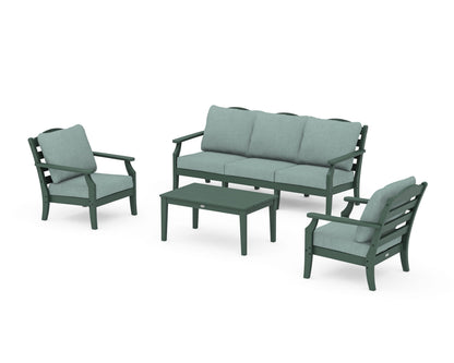 Draper James™ by  POLYWOOD® Savannah 4-Piece Deep Seating Set with Sofa in Green / Glacier Spa