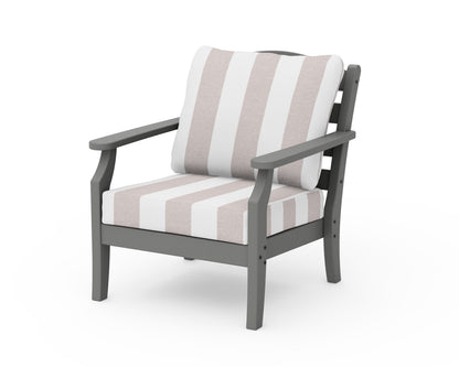 Draper James™ by  POLYWOOD® Savannah Deep Seating Chair in Slate Grey / Cabana Stripe Dune Burlap