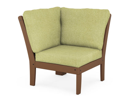POLYWOOD® Braxton Modular Corner Chair in Teak / Chartreuse Boucle