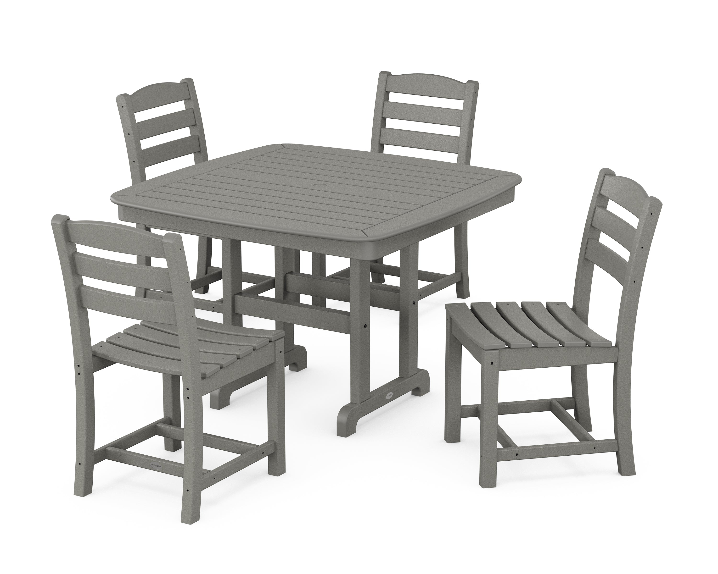 POLYWOOD® La Casa Café Side Chair 5-Piece Dining Set with Trestle Legs in Slate Grey