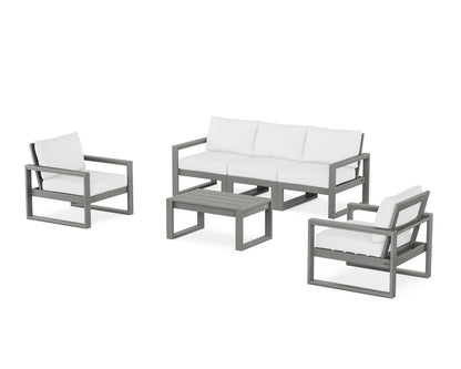 POLYWOOD® EDGE Sectional 4-Piece Deep Seating Set with Sofa in Slate Grey / Natural