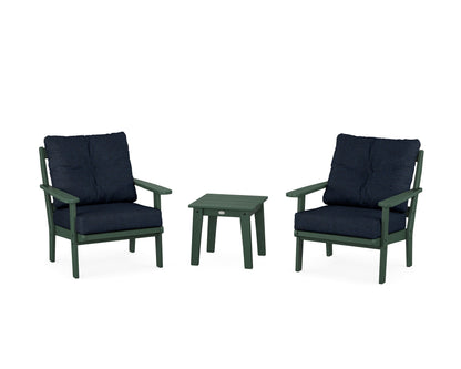 POLYWOOD® Mission 3-Piece Deep Seating Set in Green / Marine Indigo