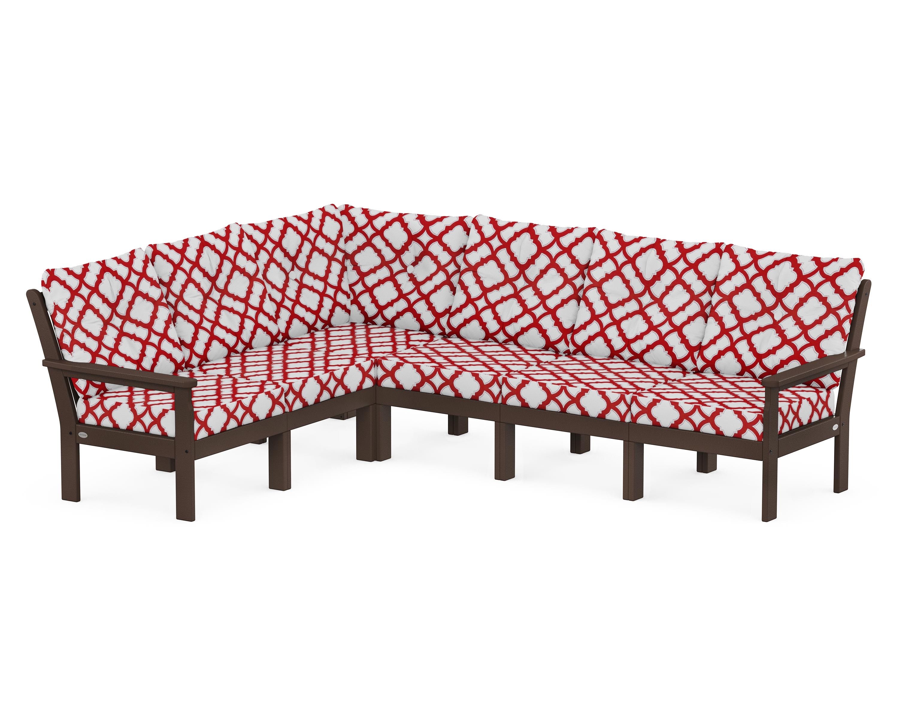 POLYWOOD® Vineyard 6-Piece Sectional in Mahogany / Trellis Crimson