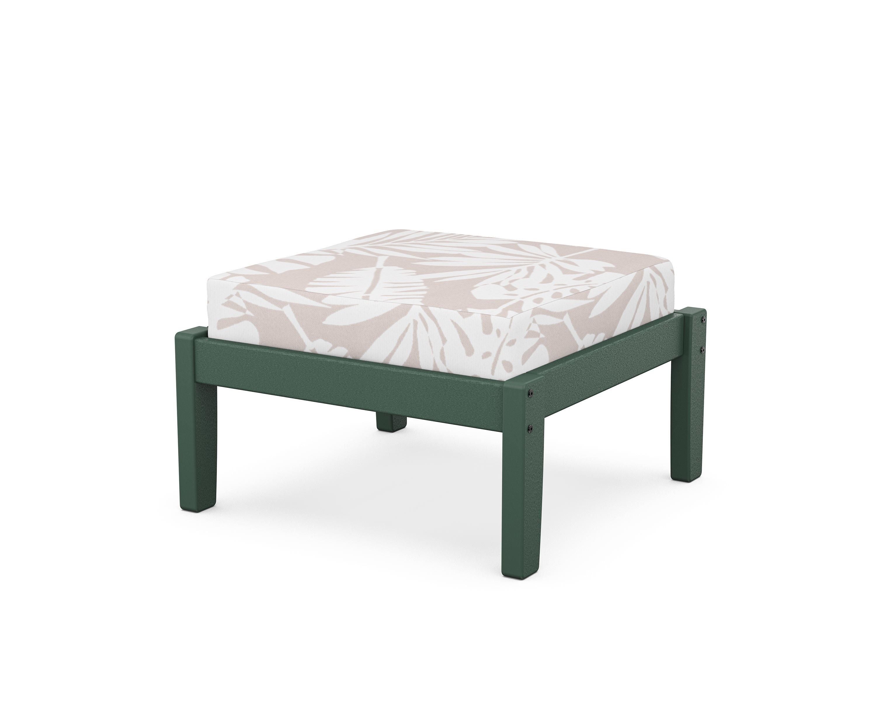 Unbranded Deep Seating Ottoman in Green / Leaf Dune Burlap