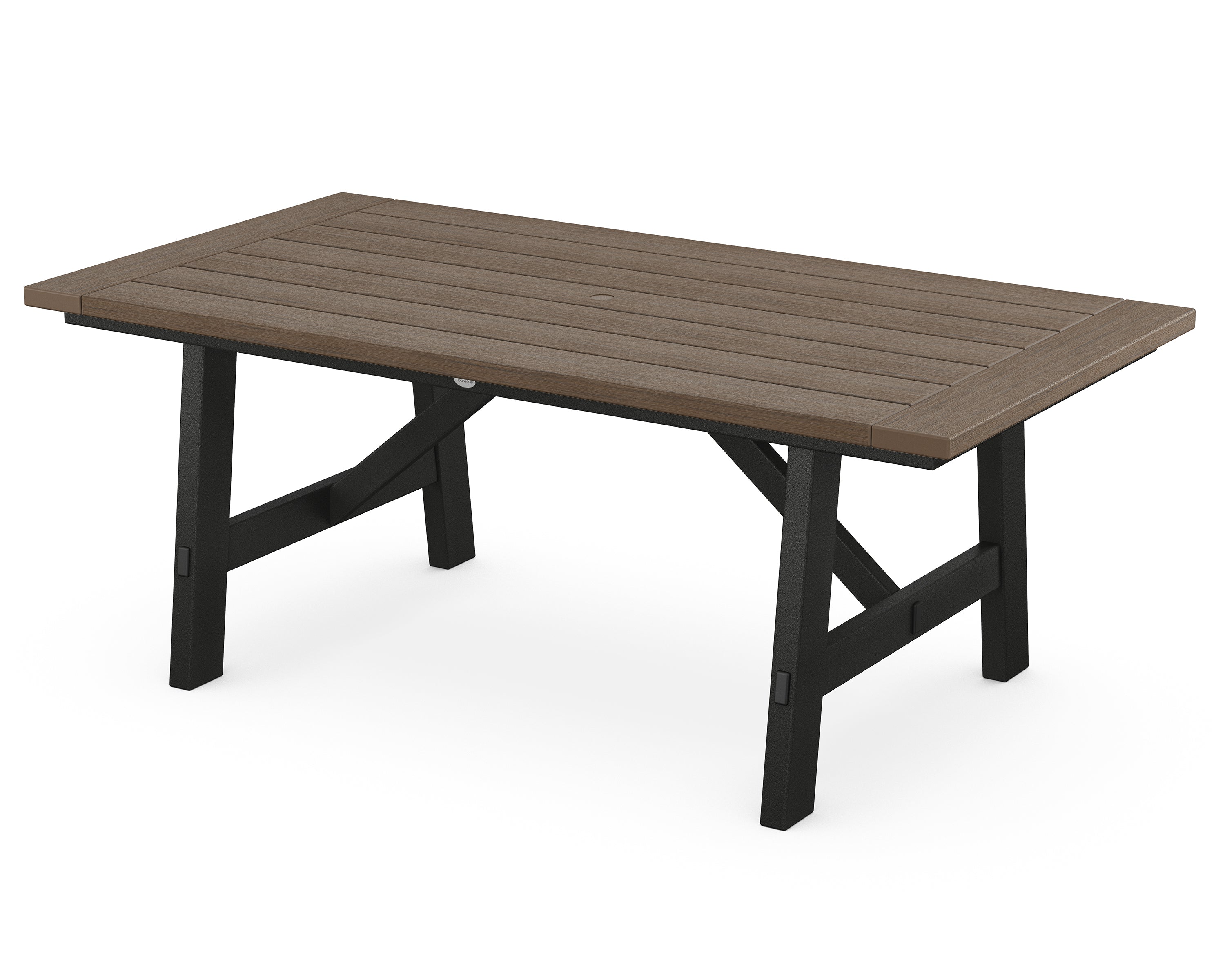 POLYWOOD® Rustic Farmhouse 39" x 75" Dining Table in Black / Kona