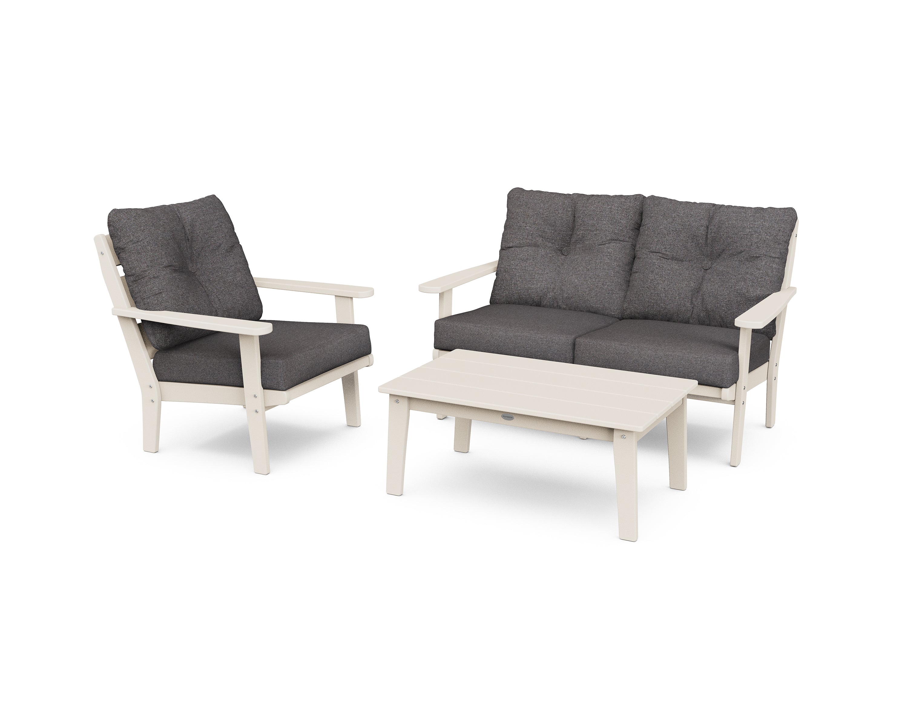POLYWOOD® Lakeside 3-Piece Deep Seating Set in Sand / Ash Charcoal