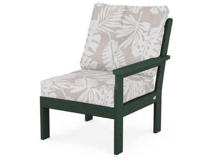 POLYWOOD® Vineyard Modular Right Arm Chair in Green / Leaf Dune Burlap