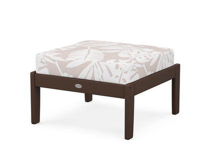 POLYWOOD® Braxton Deep Seating Ottoman in Mahogany / Leaf Dune Burlap