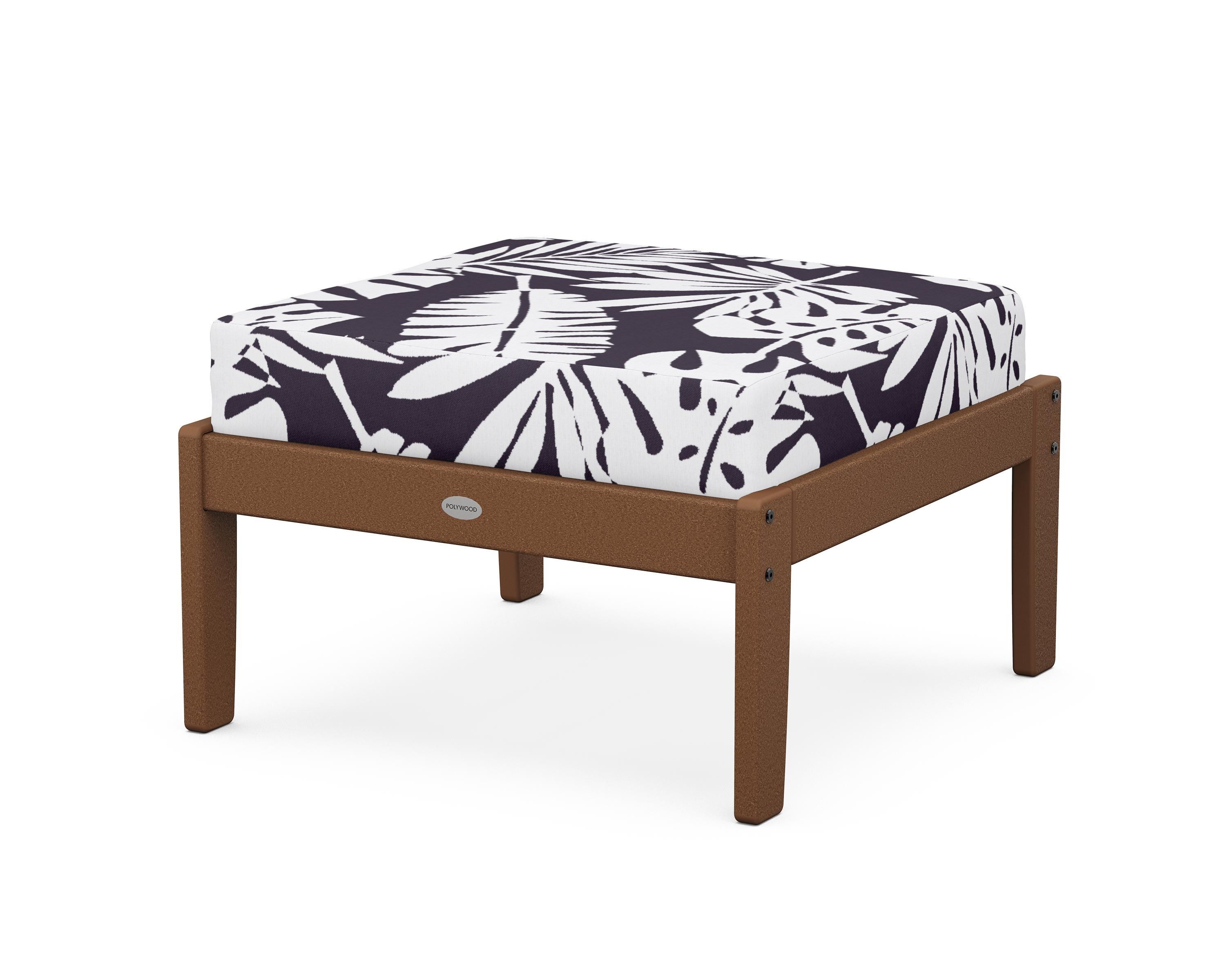 POLYWOOD® Braxton Deep Seating Ottoman in Teak / Leaf Navy