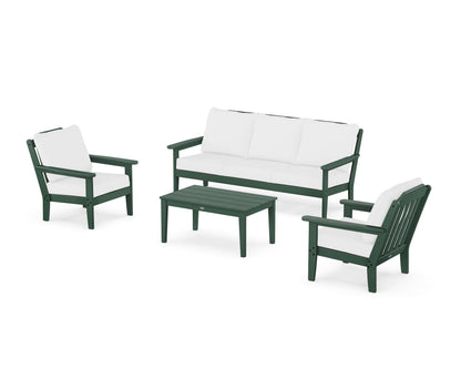 Country Living Cottage 4-Piece Deep Seating Set with Sofa in Green / Natural